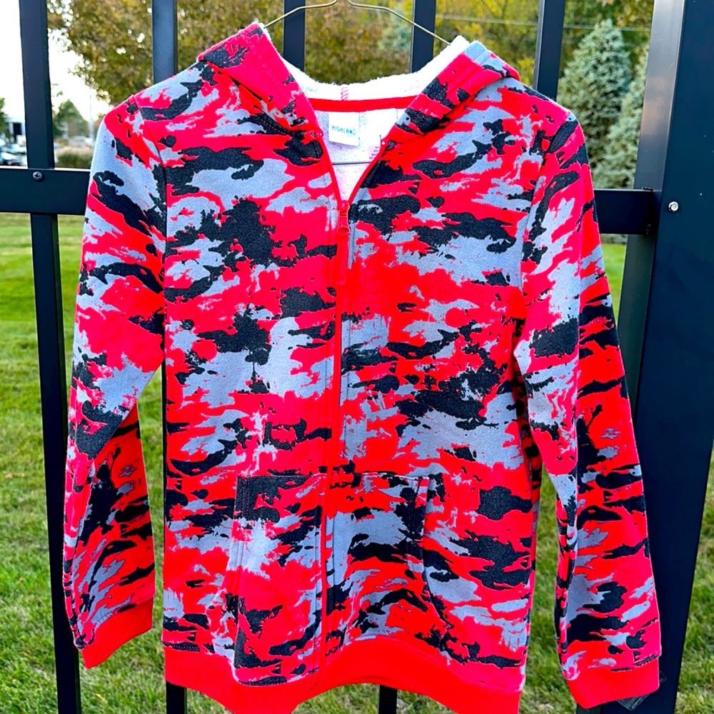 Highland Originals size 14 youth unisex jacket gray, red & black